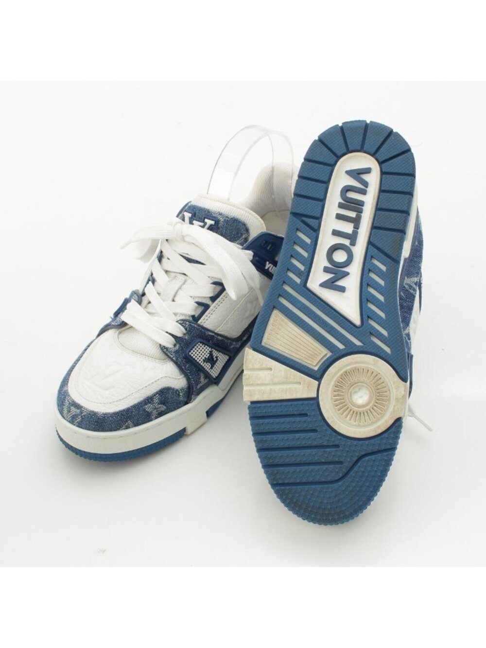 Louis Vuitton LV Denim Leather Low Cut Sneakers Blue - Picture 5 of 10